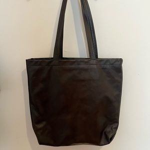 Brown leather tote